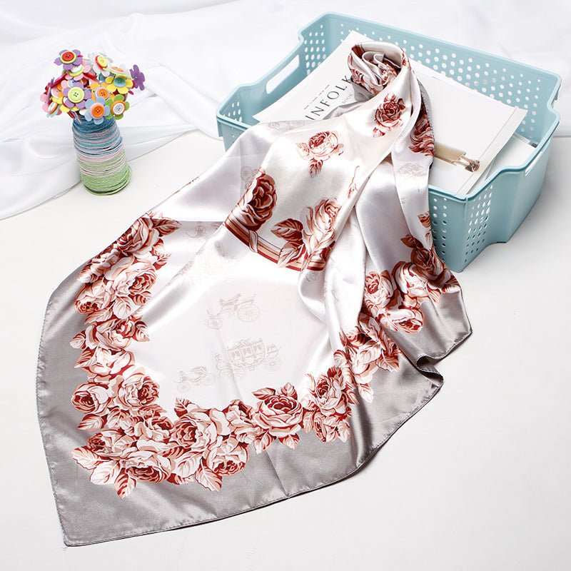 Women's Vintage Printed Silk Scarf - AMIR BAGS INDIA PRIVATE LIMITED
