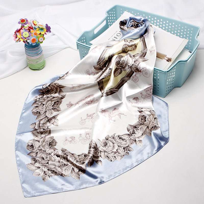 Women's Vintage Printed Silk Scarf - AMIR BAGS INDIA PRIVATE LIMITED