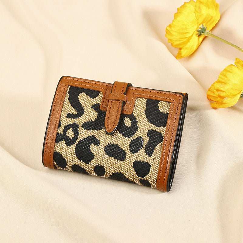 Women's Wallet Short New Leopard Print Pull - belt Multi - functional Large Capacity Tri - fold Retro Multiple Card Slots Clutch Card Holder - AMIR BAGS INDIA PRIVATE LIMITED