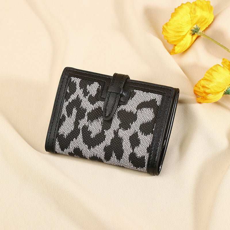 Women's Wallet Short New Leopard Print Pull - belt Multi - functional Large Capacity Tri - fold Retro Multiple Card Slots Clutch Card Holder - AMIR BAGS INDIA PRIVATE LIMITED