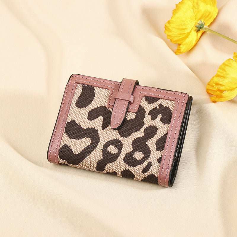 Women's Wallet Short New Leopard Print Pull - belt Multi - functional Large Capacity Tri - fold Retro Multiple Card Slots Clutch Card Holder - AMIR BAGS INDIA PRIVATE LIMITED