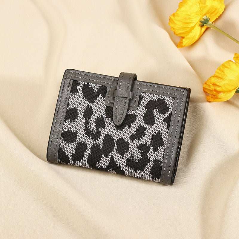 Women's Wallet Short New Leopard Print Pull - belt Multi - functional Large Capacity Tri - fold Retro Multiple Card Slots Clutch Card Holder - AMIR BAGS INDIA PRIVATE LIMITED