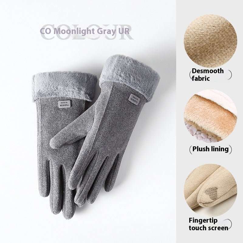 Women's Winter Riding Warm Velvet Padded Thickened Touch Screen Gloves - AMIR BAGS INDIA PRIVATE LIMITED