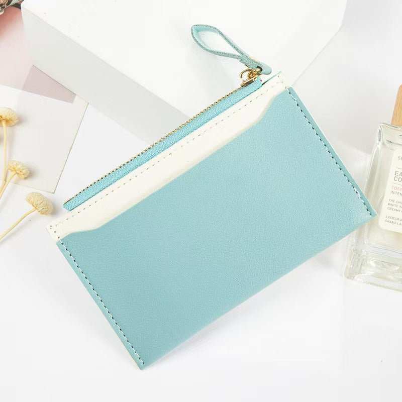 Women's Zipper Coin Purse PU Leather Stitching Contrast Color - AMIR BAGS INDIA PRIVATE LIMITED