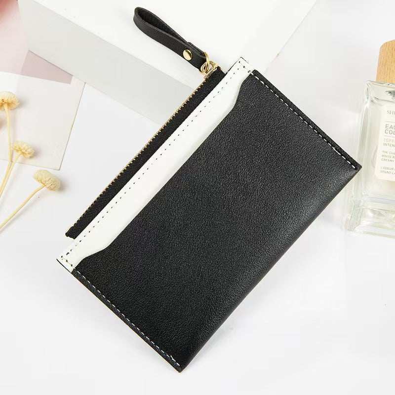 Women's Zipper Coin Purse PU Leather Stitching Contrast Color - AMIR BAGS INDIA PRIVATE LIMITED