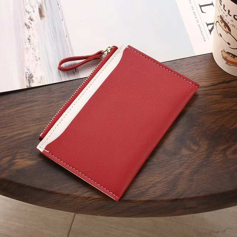 Women's Zipper Coin Purse PU Leather Stitching Contrast Color - AMIR BAGS INDIA PRIVATE LIMITED