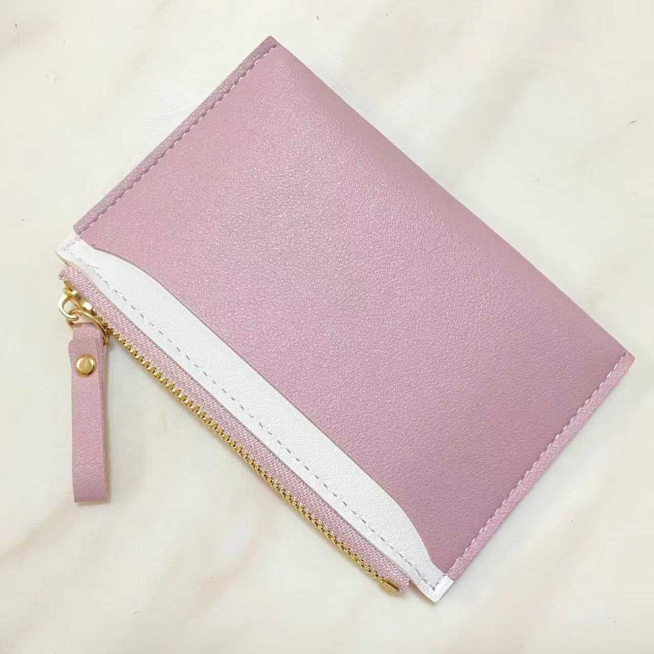 Women's Zipper Coin Purse PU Leather Stitching Contrast Color - AMIR BAGS INDIA PRIVATE LIMITED