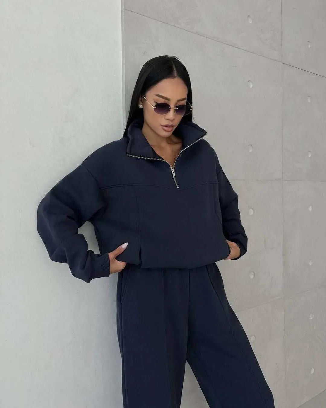 Y2K Winter Jogging Women Two Piece Set Female Zipper Coat Casual Pants Tracksuit Autumn Jacket Fashion Contrast Sport Wear Set - AMIR BAGS INDIA PRIVATE LIMITED