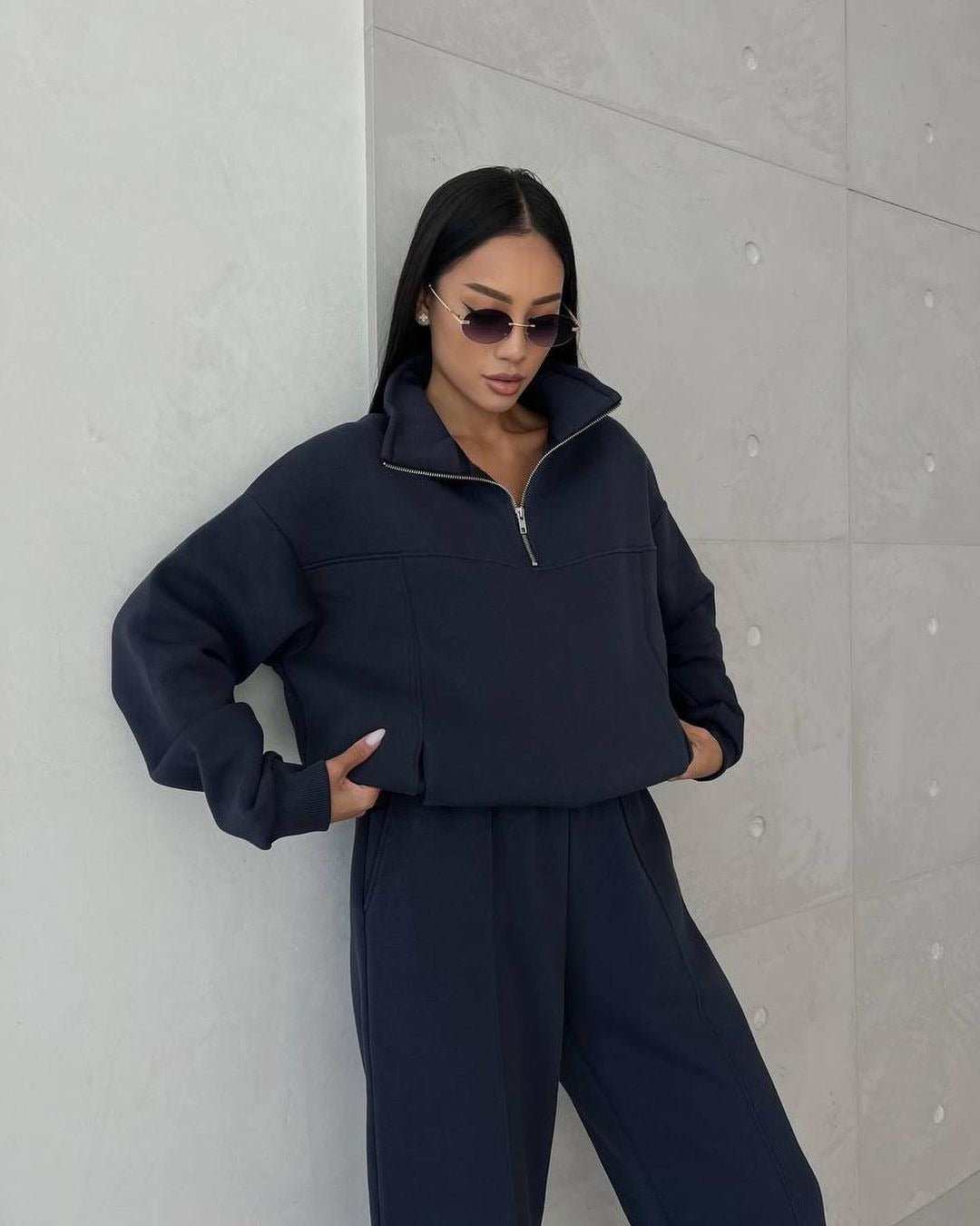 Y2K Winter Jogging Women Two Piece Set Female Zipper Coat Casual Pants Tracksuit Autumn Jacket Fashion Contrast Sport Wear Set - AMIR BAGS INDIA PRIVATE LIMITED