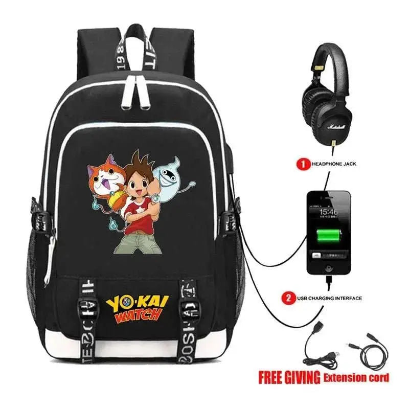 Yokai Watch Game Backpack Rucksack Bag w/ USB Fashion Port/ Headphone interface Students Book Laptop bag - AMIR BAGS INDIA PRIVATE LIMITED
