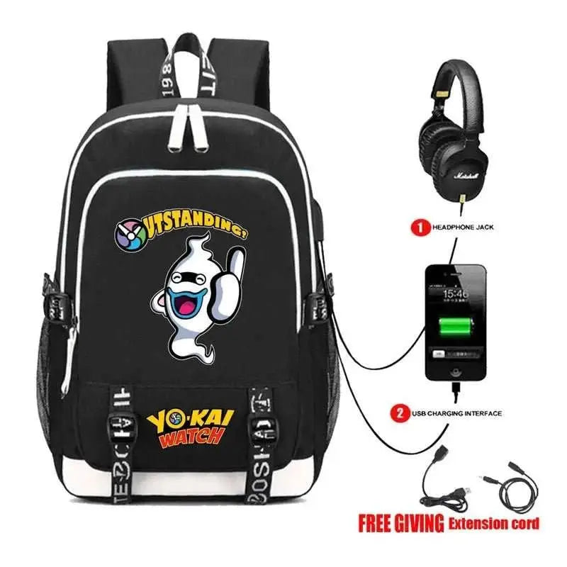 Yokai Watch Game Backpack Rucksack Bag w/ USB Fashion Port/ Headphone interface Students Book Laptop bag - AMIR BAGS INDIA PRIVATE LIMITED