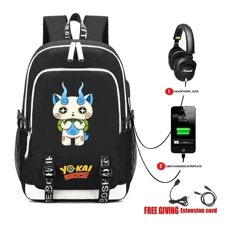 Yokai Watch Game Backpack Rucksack Bag w/ USB Fashion Port/ Headphone interface Students Book Laptop bag - AMIR BAGS INDIA PRIVATE LIMITED
