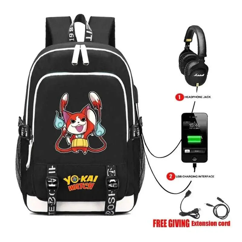 Yokai Watch Game Backpack Rucksack Bag w/ USB Fashion Port/ Headphone interface Students Book Laptop bag - AMIR BAGS INDIA PRIVATE LIMITED
