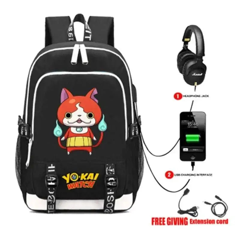 Yokai Watch Game Backpack Rucksack Bag w/ USB Fashion Port/ Headphone interface Students Book Laptop bag - AMIR BAGS INDIA PRIVATE LIMITED