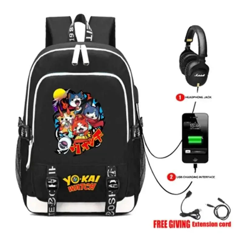 Yokai Watch Game Backpack Rucksack Bag w/ USB Fashion Port/ Headphone interface Students Book Laptop bag - AMIR BAGS INDIA PRIVATE LIMITED