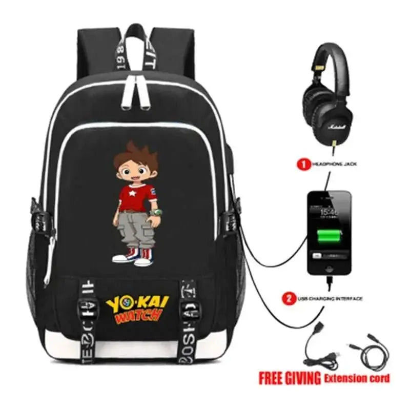 Yokai Watch Game Backpack Rucksack Bag w/ USB Fashion Port/ Headphone interface Students Book Laptop bag - AMIR BAGS INDIA PRIVATE LIMITED