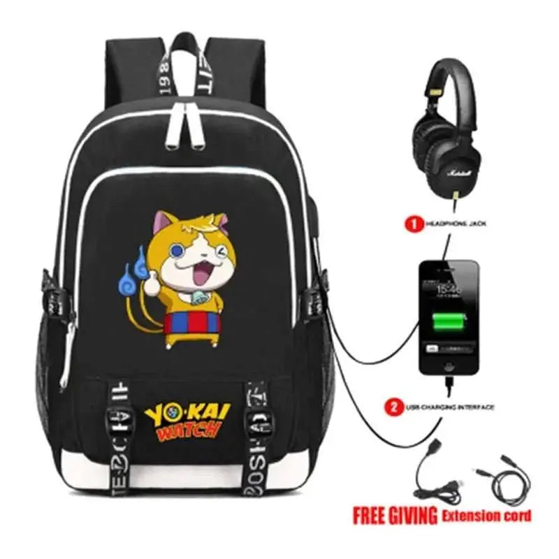 Yokai Watch Game Backpack Rucksack Bag w/ USB Fashion Port/ Headphone interface Students Book Laptop bag - AMIR BAGS INDIA PRIVATE LIMITED