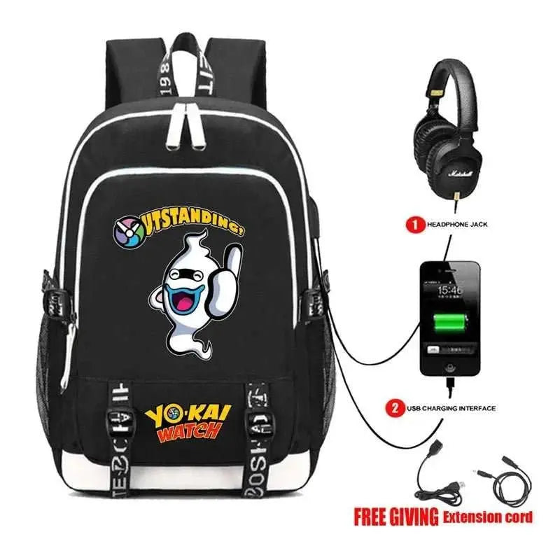 Yokai Watch Game Backpack Rucksack Bag w/ USB Fashion Port/ Headphone interface Students Book Laptop bag - AMIR BAGS INDIA PRIVATE LIMITED