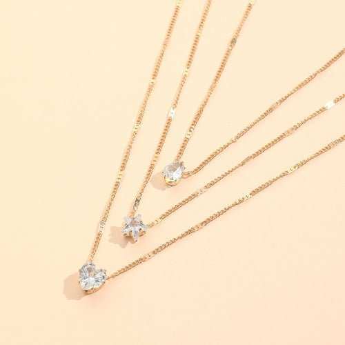 Zircon Necklace Multi - layer Five - pointed Star Love Water Drop Pendant - AMIR BAGS INDIA PRIVATE LIMITED