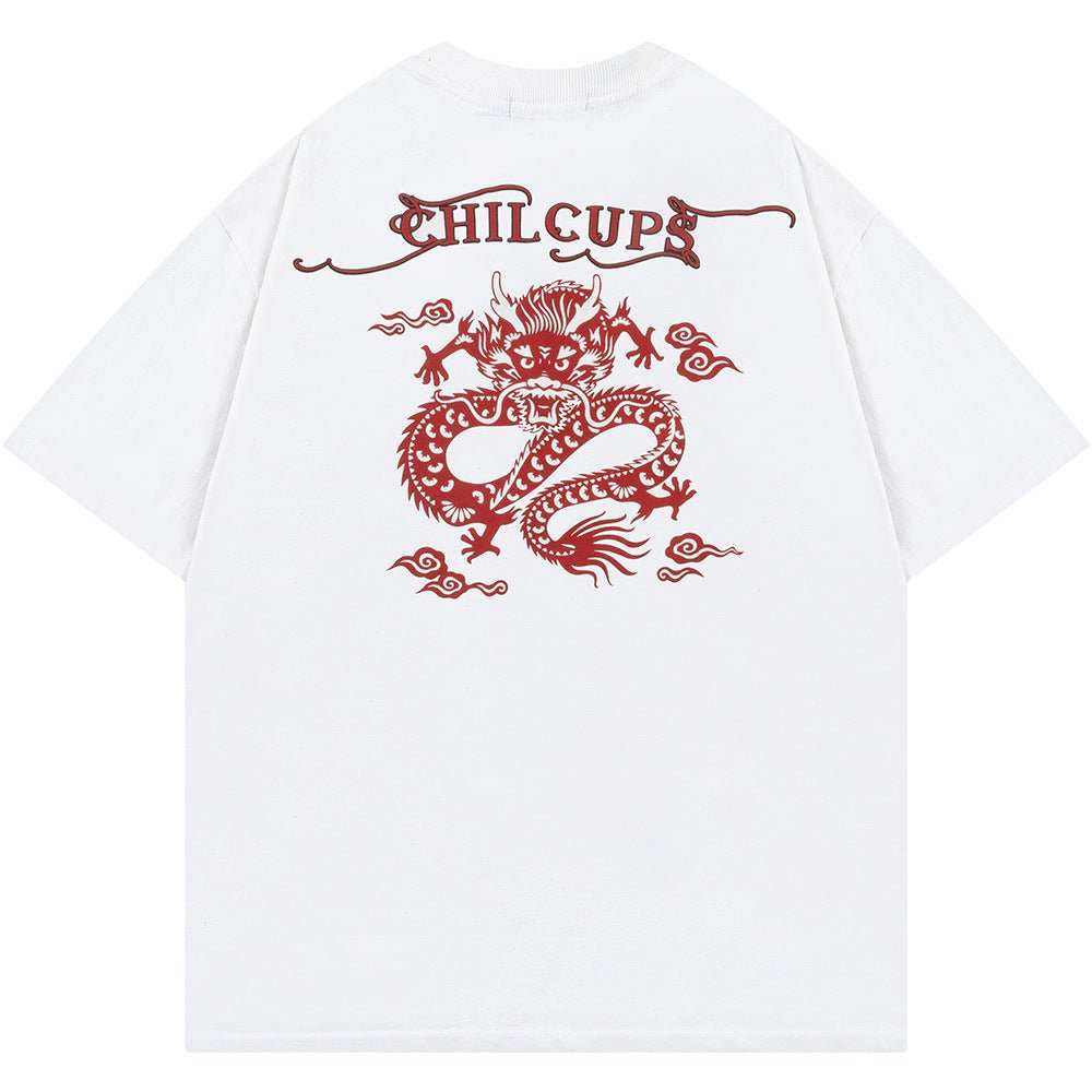 Zodiac Dragon Printed Short Sleeve Men Clothing - AMIR BAGS INDIA PRIVATE LIMITED