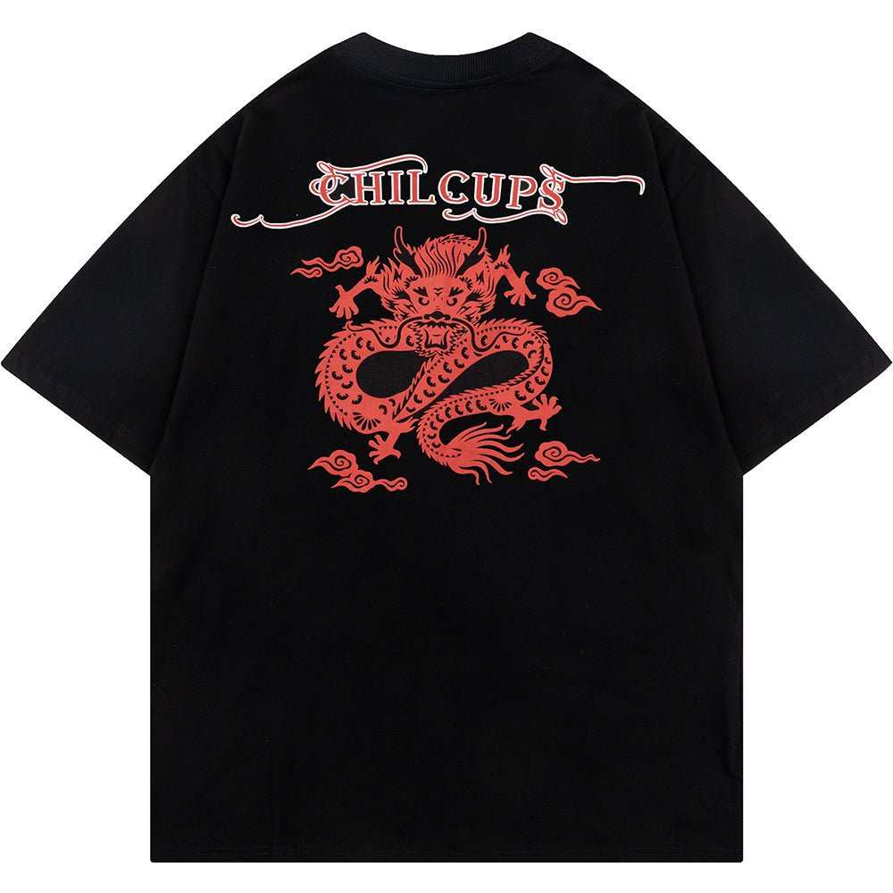 Zodiac Dragon Printed Short Sleeve Men Clothing - AMIR BAGS INDIA PRIVATE LIMITED