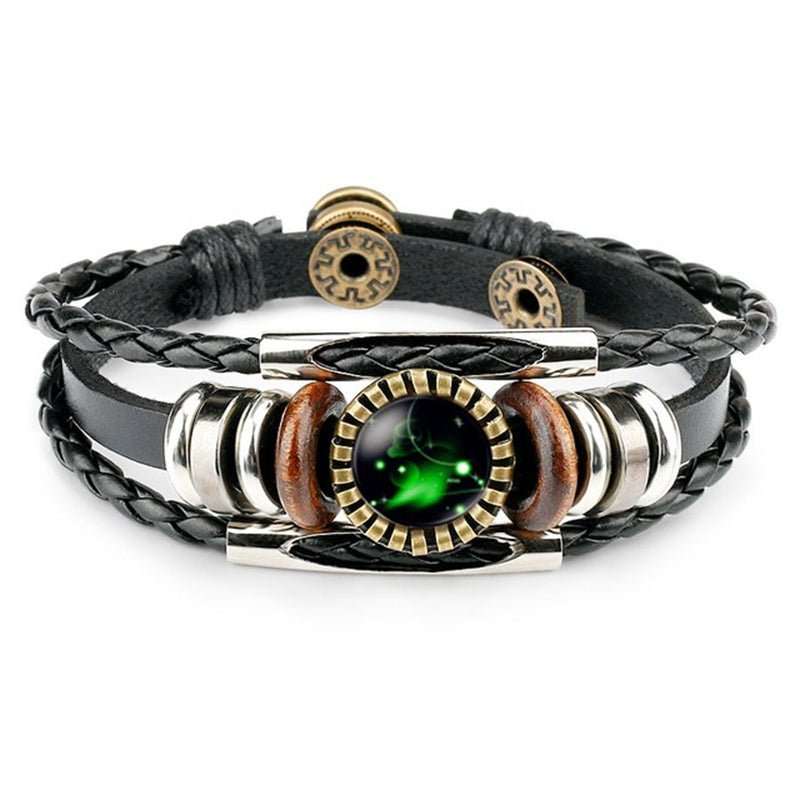 Zodiac Sign Bracelets For Women Men 12 Constellation Beaded Hand Woven PU Leather Bracelets - AMIR BAGS INDIA PRIVATE LIMITED