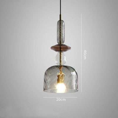 Modern glass chandelier pendant light with macaron-inspired design and LED bulb, 46cm height and 20cm diameter