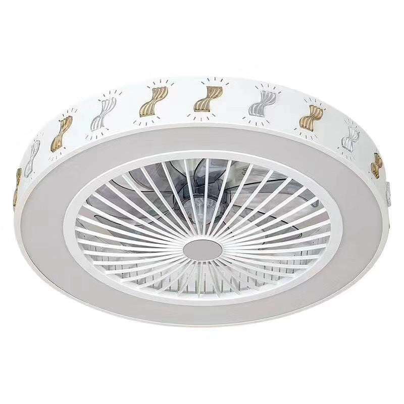Modern simple ceiling fan light with decorative patterns and quiet silicon steel motor, 56x20cm, 40W power