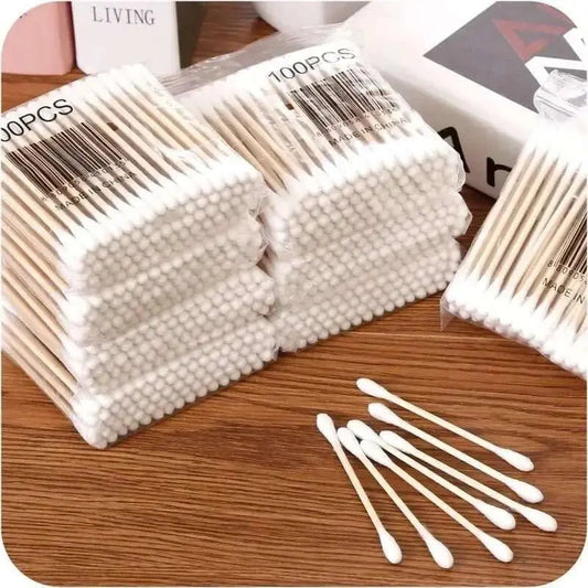 100pcs/500pcs Double Head Wood Cotton Swab Nose Ears Cleaning Women Makeup Tools Lipstik Cotton Buds Tip Sticks - AMIR BAGS INDIA PRIVATE LIMITED