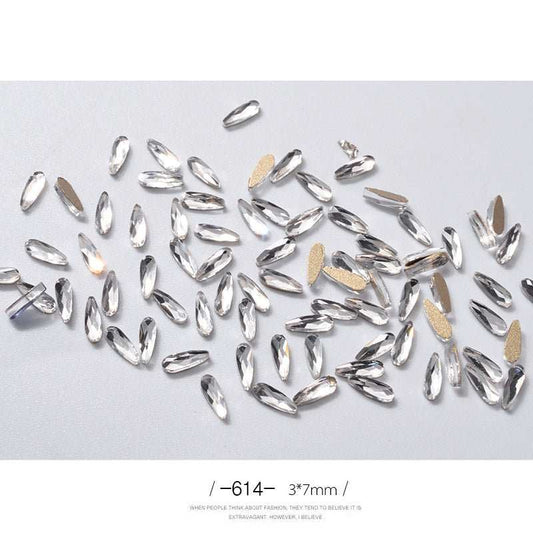 10Pcs 3D Nail Art Rhinestones Long Water Drop Shaped Glitter Nail Art Decorations Accessoires Nail Supplies - AMIR BAGS INDIA PRIVATE LIMITED