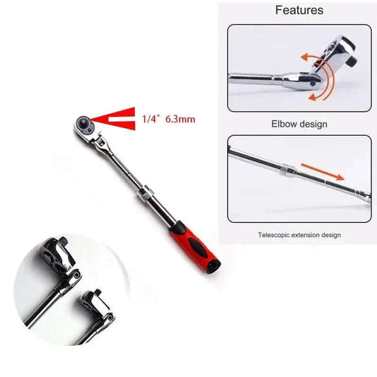 1/4 1/2 3/8 72 - Tooth Carbon Steel Retractable Ratchet Wrench Automatic Quick Release Spanner Multifunctional Hand Tool - AMIR BAGS INDIA PRIVATE LIMITED