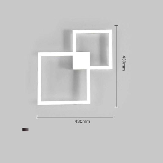 Modern creative geometric square aisle wall decoration lamp in white light with aluminum and acrylic materials, 430mm size