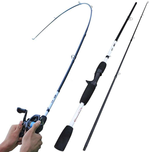 Sougayilang sections carbon fiber spinning casting fishing rods with ergonomic handle and baitcasting reel