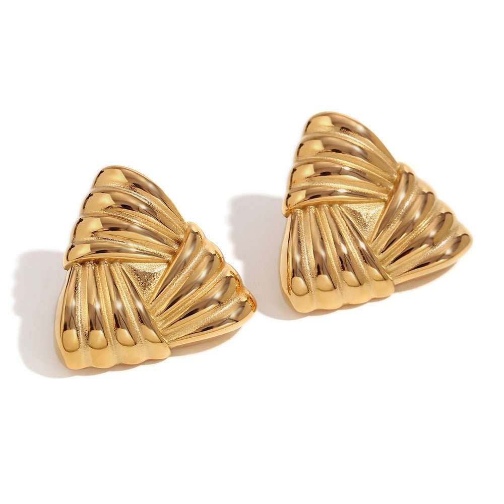 18K Gold Triangular Stud Earrings Ins Fashion Niche Style Retro Earrings For Women Jewelry - AMIR BAGS INDIA PRIVATE LIMITED