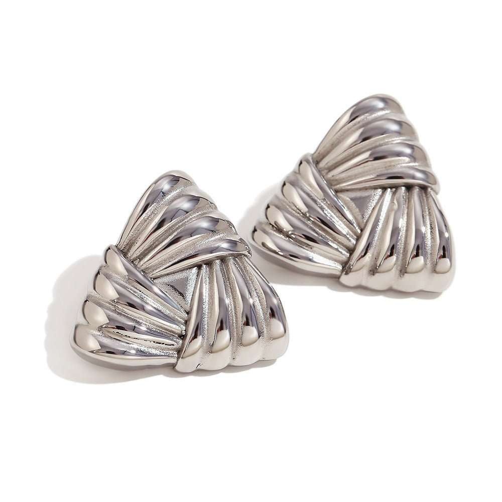 18K Gold Triangular Stud Earrings Ins Fashion Niche Style Retro Earrings For Women Jewelry - AMIR BAGS INDIA PRIVATE LIMITED