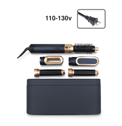 New Hair Dryer 5 in 1 multi styler with ceramic thermal conductor and heat comb attachments displayed with storage case and power plug.