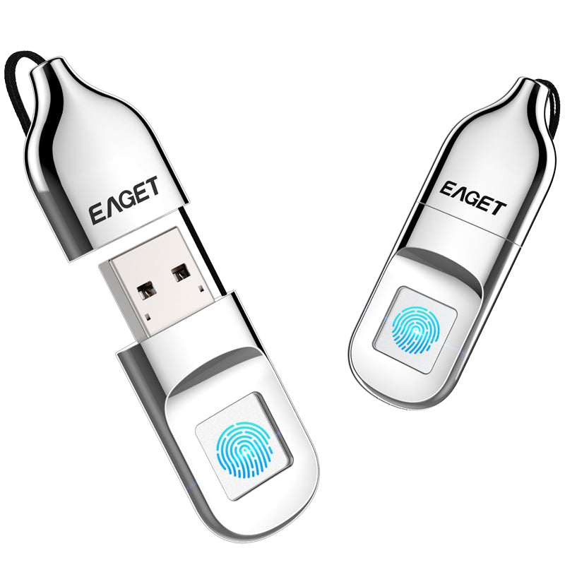Metal USB 2.0 fingerprint encryption U disk with 32GB and 64GB capacity by EAGET