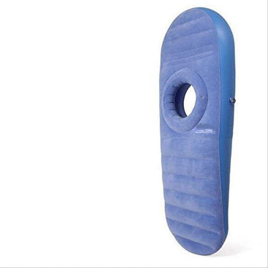 Inflatable blue women's pillow waist decompression cushion with central hole for support
