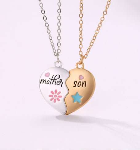 2PCS Set Jewelry Mother Daughter Necklace Matching Heart Magnetic Pendant Fashion Gifts For Mother's Day - AMIR BAGS INDIA PRIVATE LIMITED