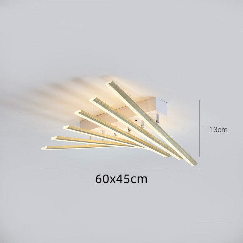 Modern minimalist LED living room ceiling light with curved bars, 60x45cm, warm white illumination