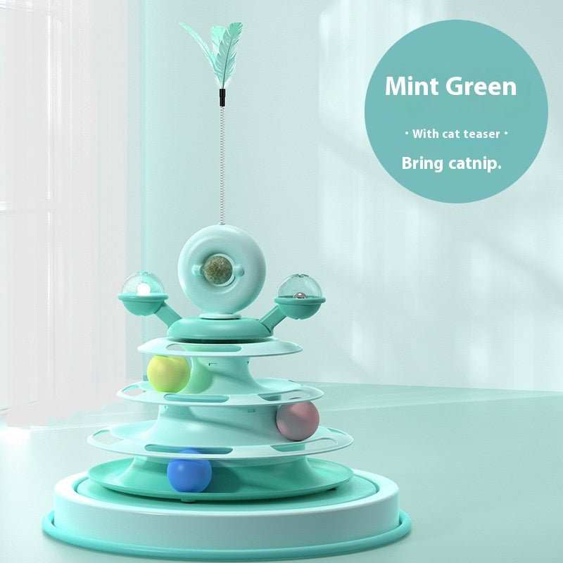 4 Levels Cat Toy Tower Turntable Roller Balls Toys Interactive Intelligence Pets Toys Training Track Puzzle Funny Games Accessories Pet Products - AMIR BAGS INDIA PRIVATE LIMITED
