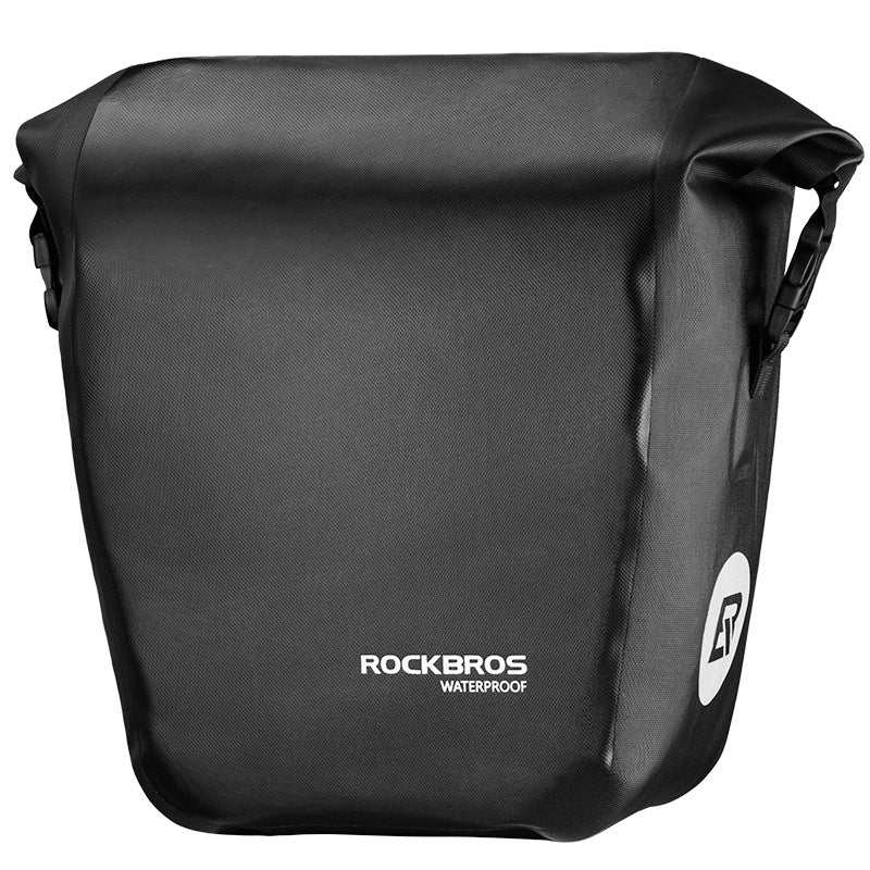 Black waterproof bicycle bag made of nylon and waterproof fabric, unisex design