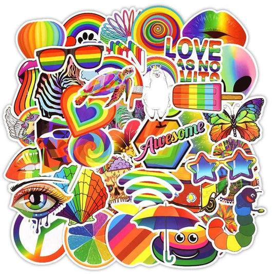 50 Rainbow Stickers, Body Stickers, Amazon Explosive Laptop Stickers - AMIR BAGS INDIA PRIVATE LIMITED