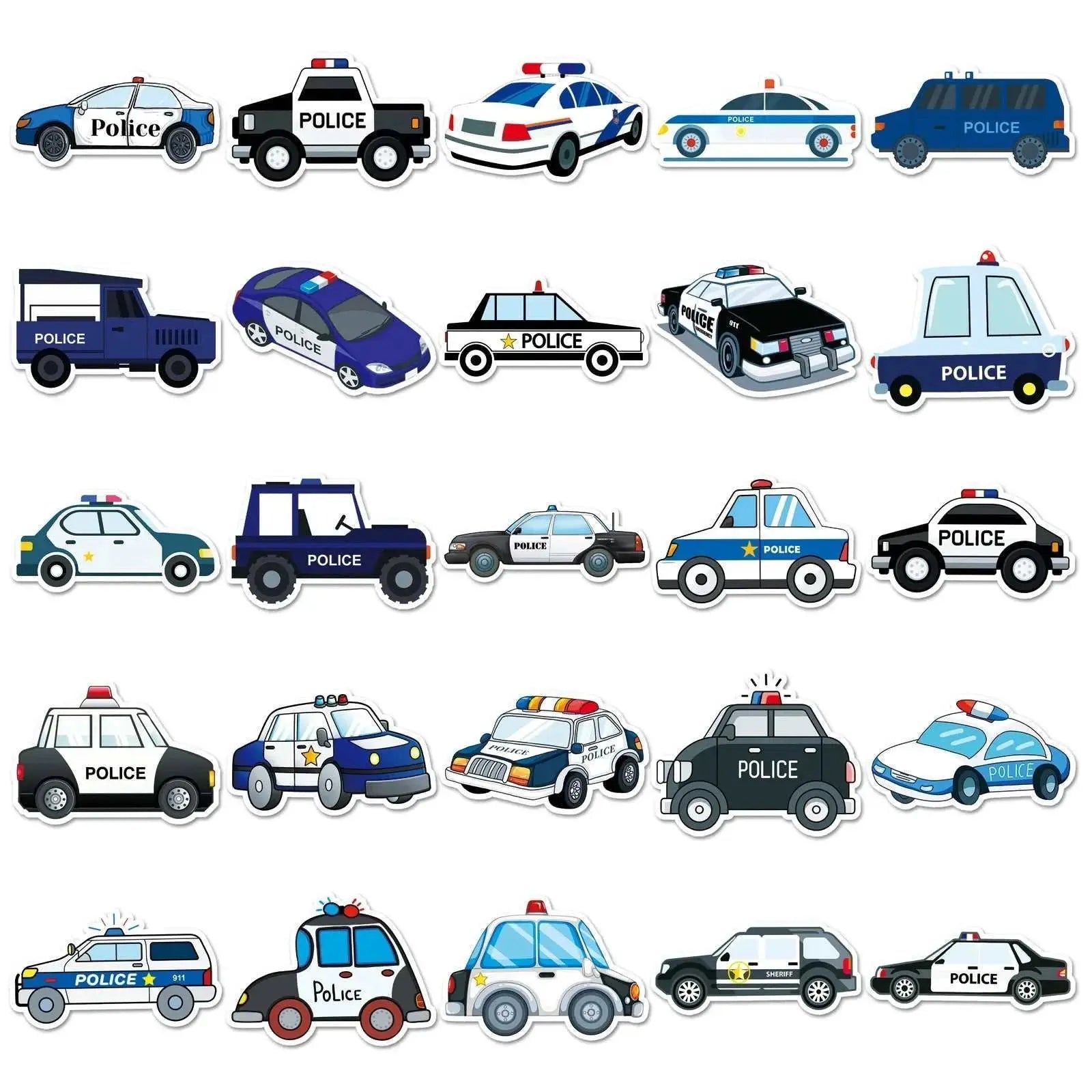 50Pcs Cartoon Police Car Theme Graffiti Stickers Luggage Sticker Toys for Kids Boy Birthday Party Favors Baby Shower Goodie Bag - AMIR BAGS INDIA PRIVATE LIMITED