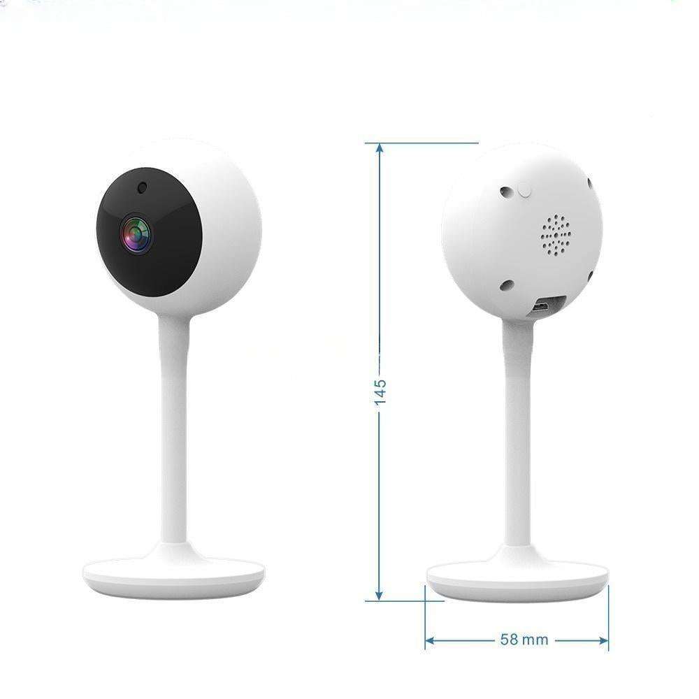 White intelligent cloud storage surveillance camera with 2MP resolution, night vision, and compact design