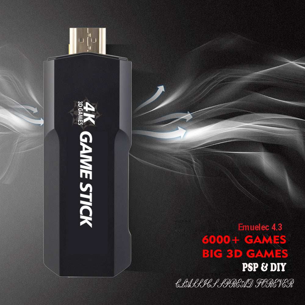 4K HD two-player gaming console USB stick with 6000+ games and wireless controllers