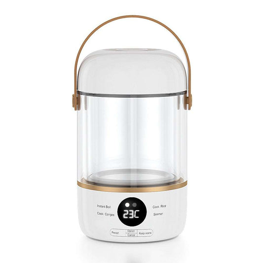 Portable smart electric stew cooker with transparent glass body and digital display
