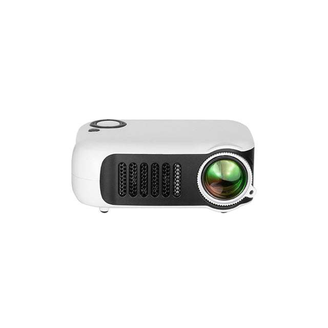Mini portable projector with 800 lumens brightness, 1080p support, eye-care light, and compact design for home cinema.