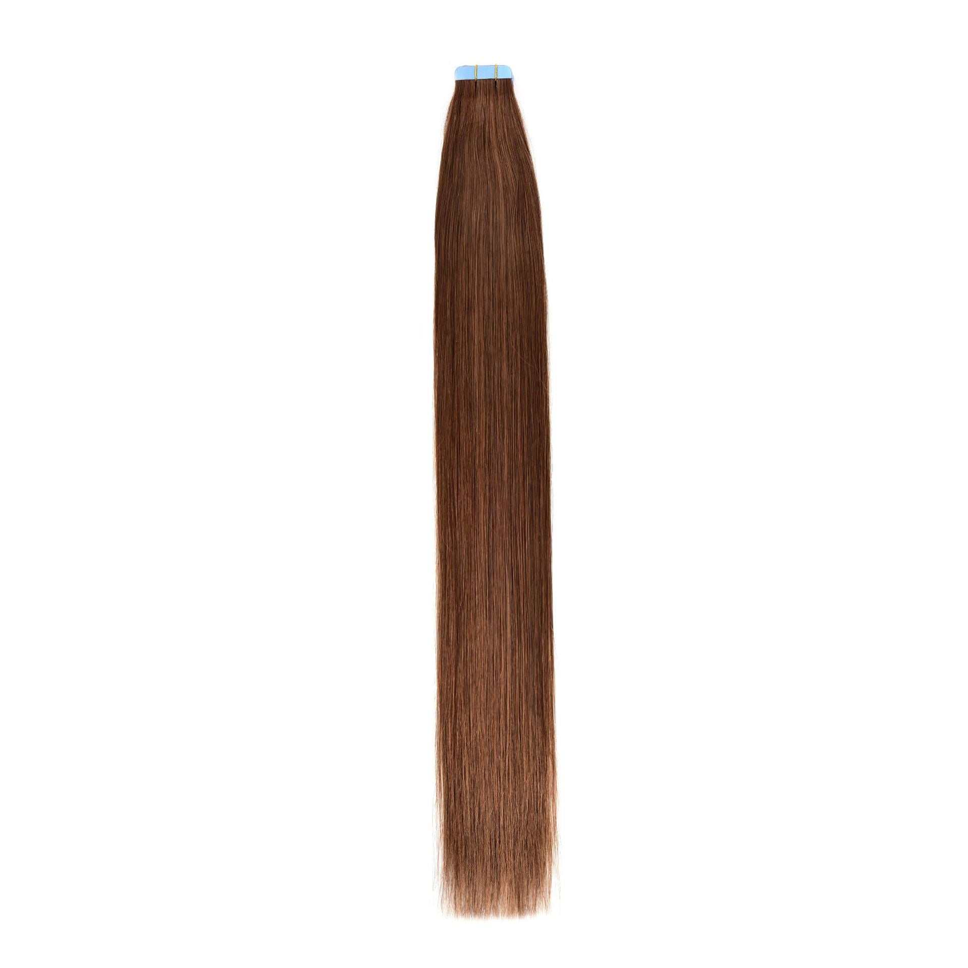 Invisible medium long straight brown hair extension for female wigs made of real hair