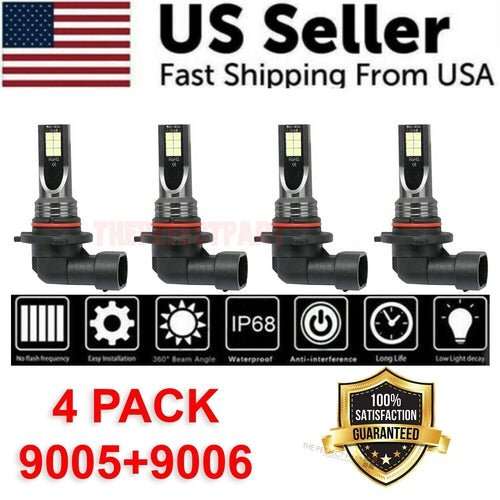 9005 9006 LED Headlights Kit Combo Bulbs 8000K High Low Beam Super - AMIR BAGS INDIA PRIVATE LIMITED
